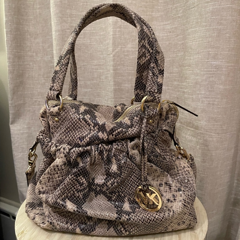 Michael Kors cinched snakeskin purse